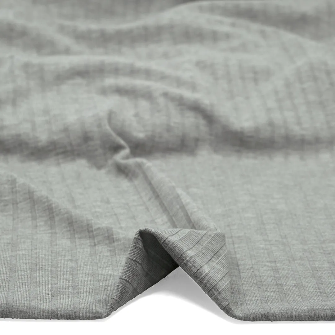 Remnant - 1.1m - Chunky Rib Knit - Light Heather Grey
