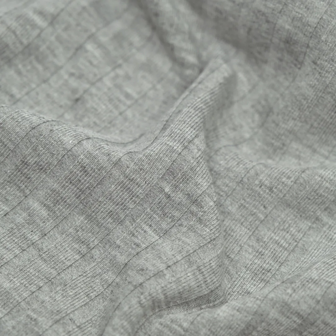 Remnant - 1.1m - Chunky Rib Knit - Light Heather Grey