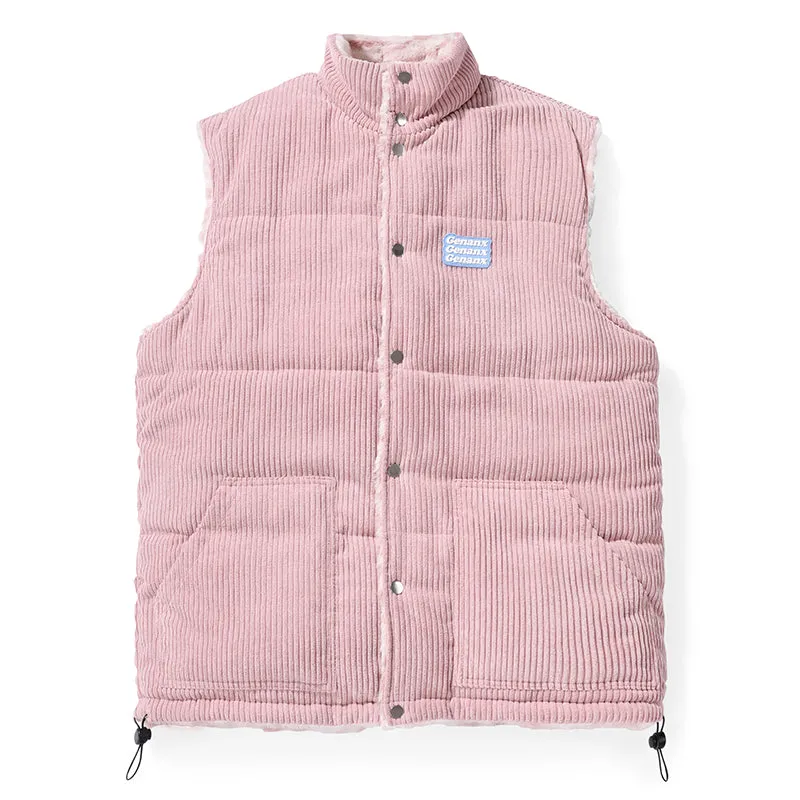 Reversible Single-Breasted Stand Collar Corduroy Vest