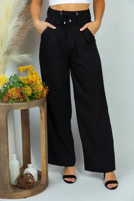 Saturday Night High Waisted Solid Woven Pants