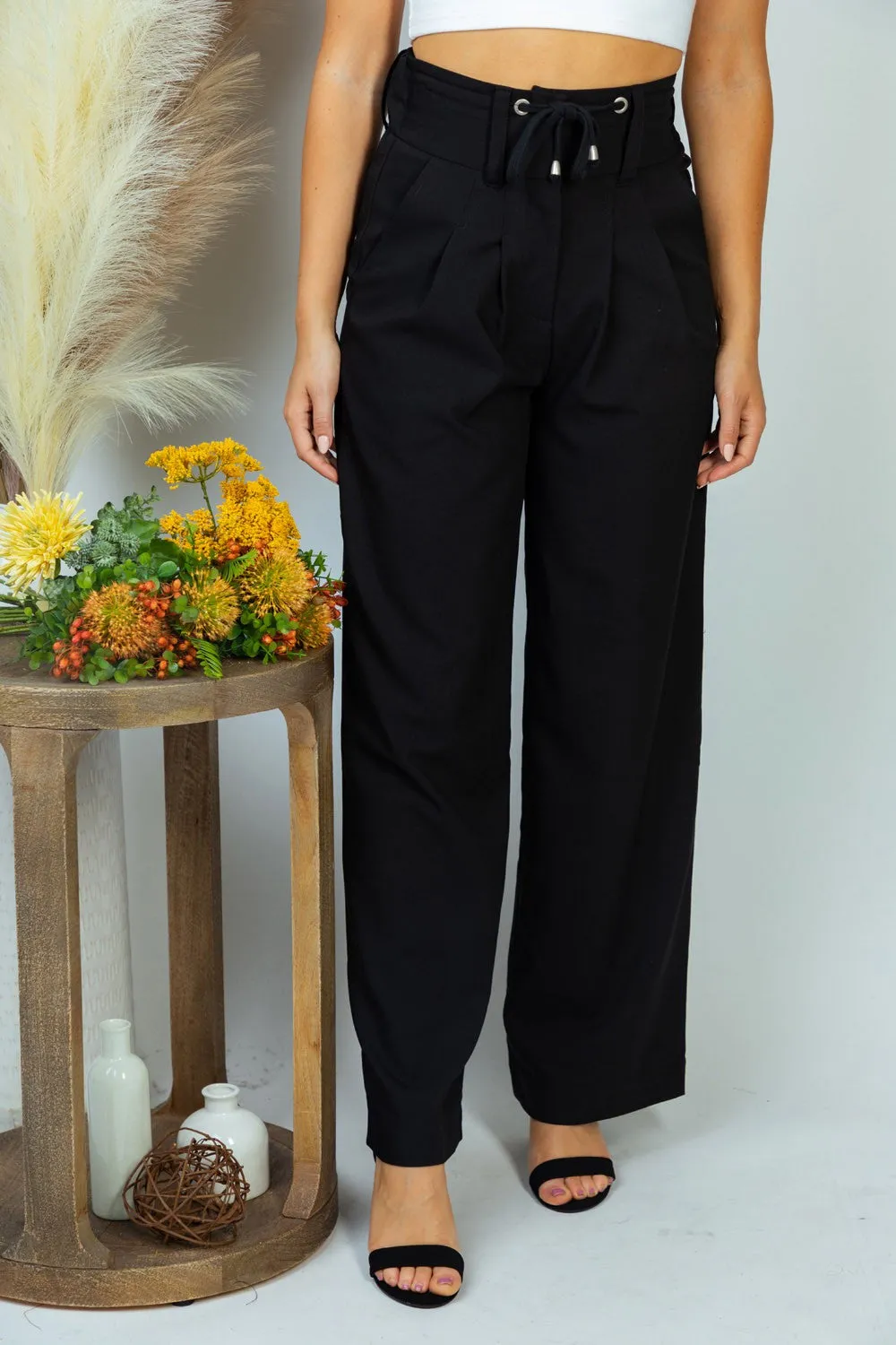 Saturday Night High Waisted Solid Woven Pants