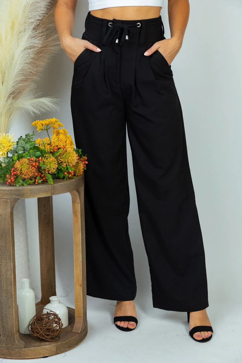 Saturday Night High Waisted Solid Woven Pants