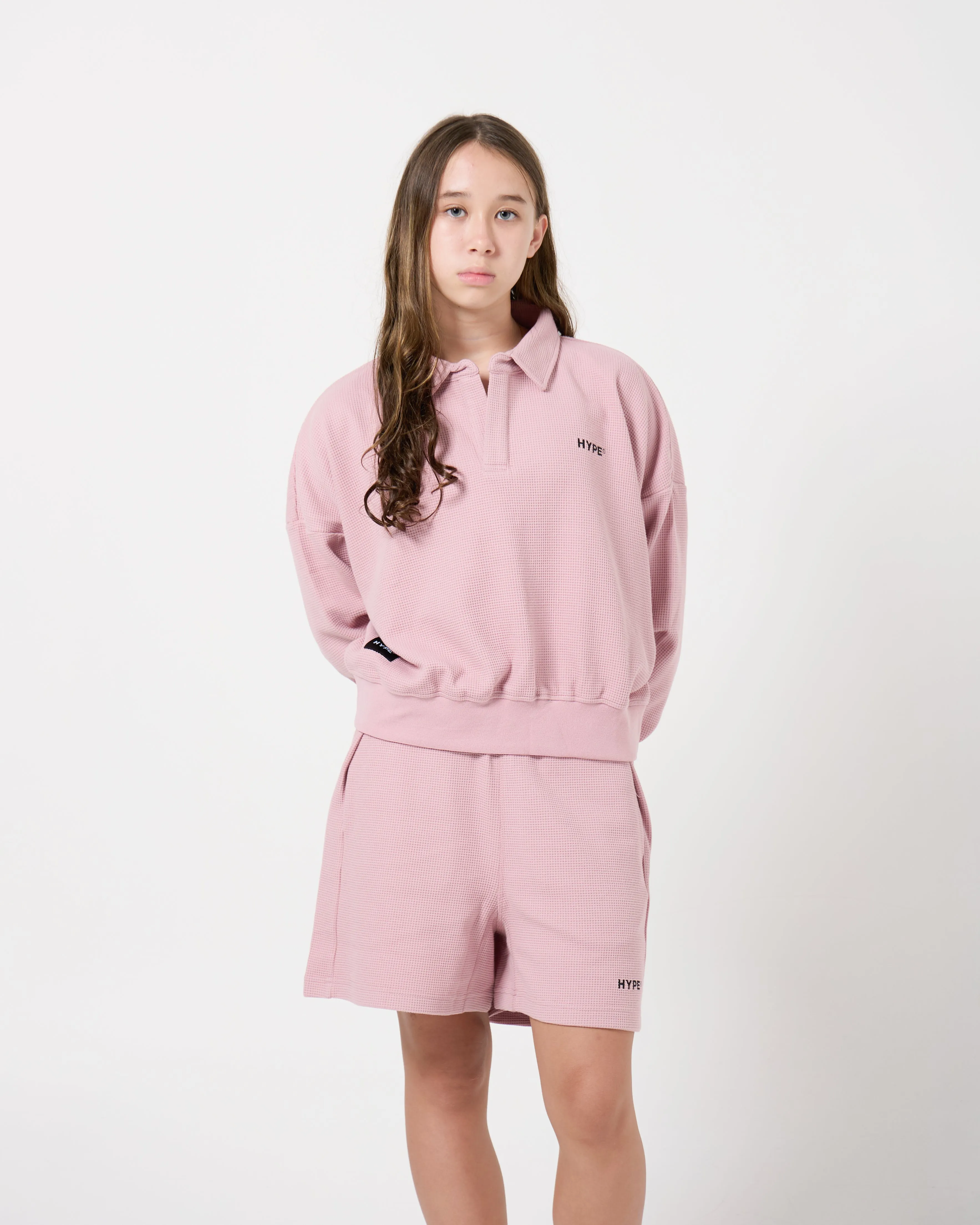 Seasonal Waffle Crop LS Polo