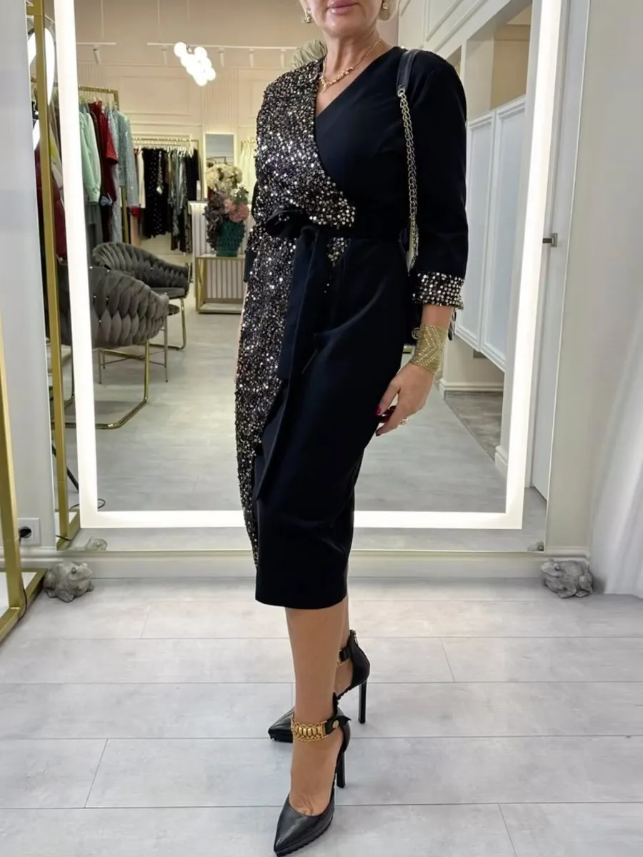 Sequined Long Sleeve Dress