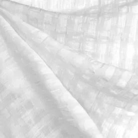 Shadow Check Linen Blend Gauze Shirting White