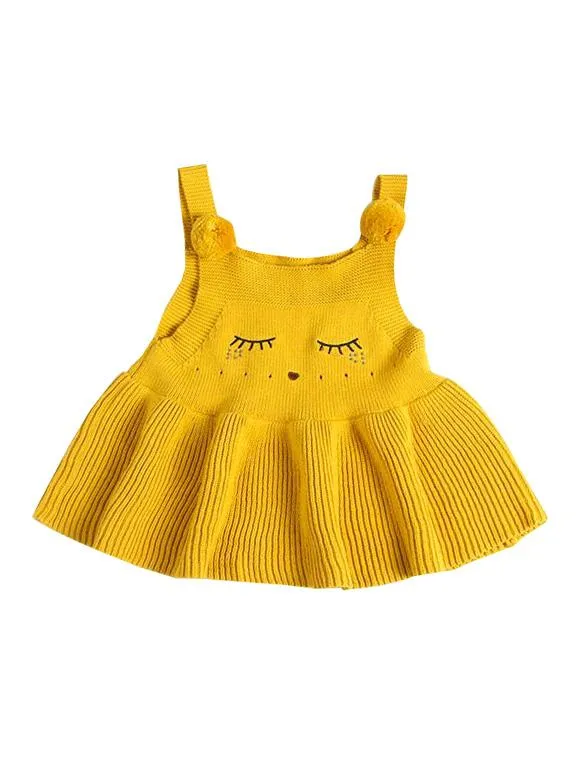 Sleeveless Pleated Strapped Knitwear Cotton Knitted Dress