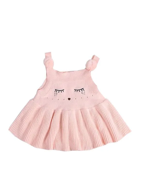 Sleeveless Pleated Strapped Knitwear Cotton Knitted Dress