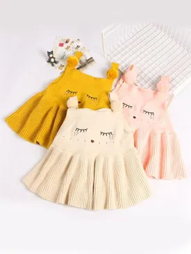 Sleeveless Pleated Strapped Knitwear Cotton Knitted Dress