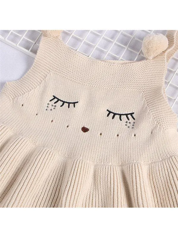 Sleeveless Pleated Strapped Knitwear Cotton Knitted Dress