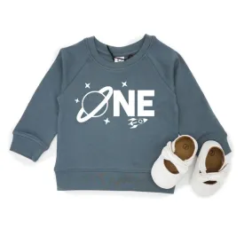 Space One 1st Birthday Boy Organic Cotton Pullover