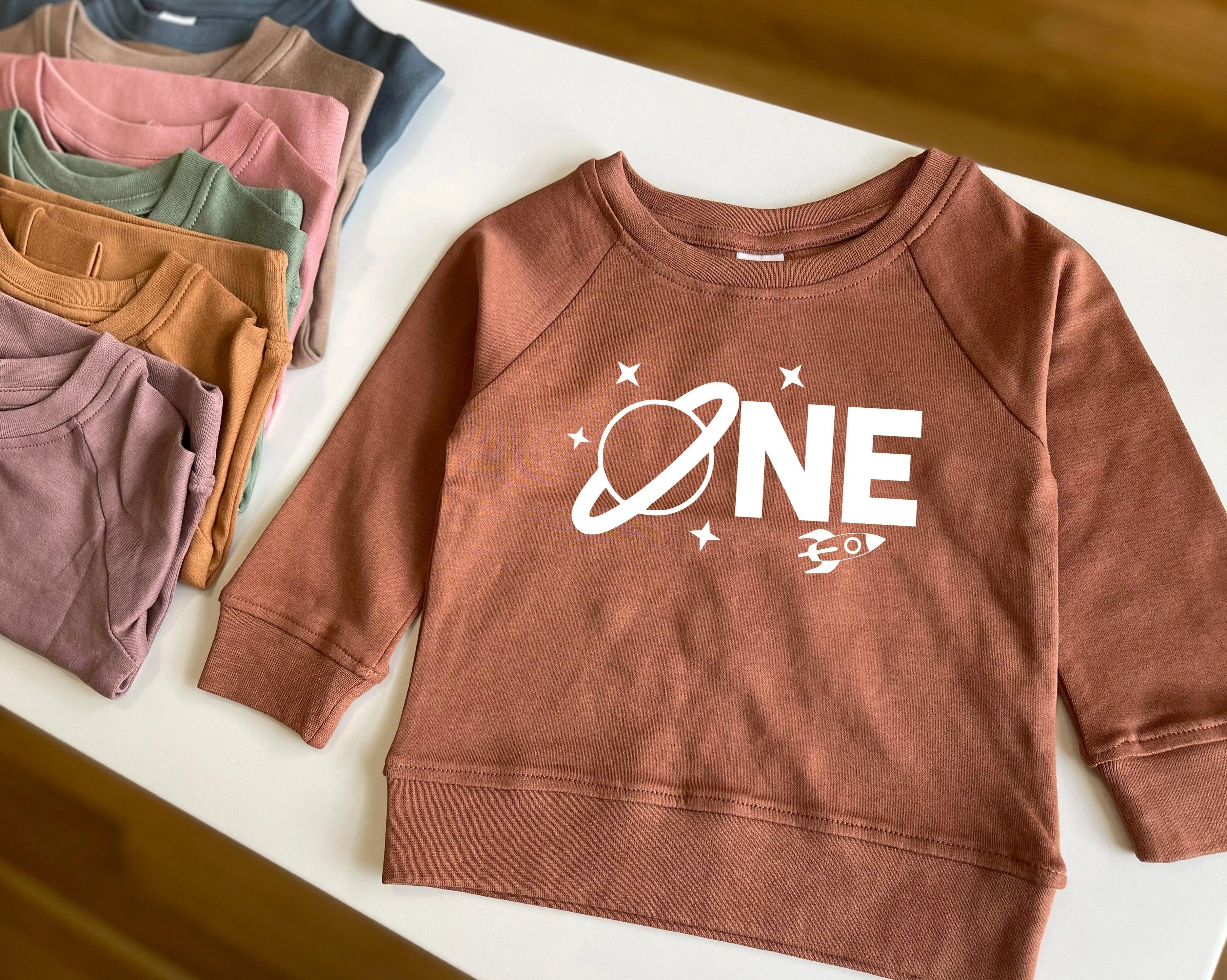 Space One 1st Birthday Boy Organic Cotton Pullover