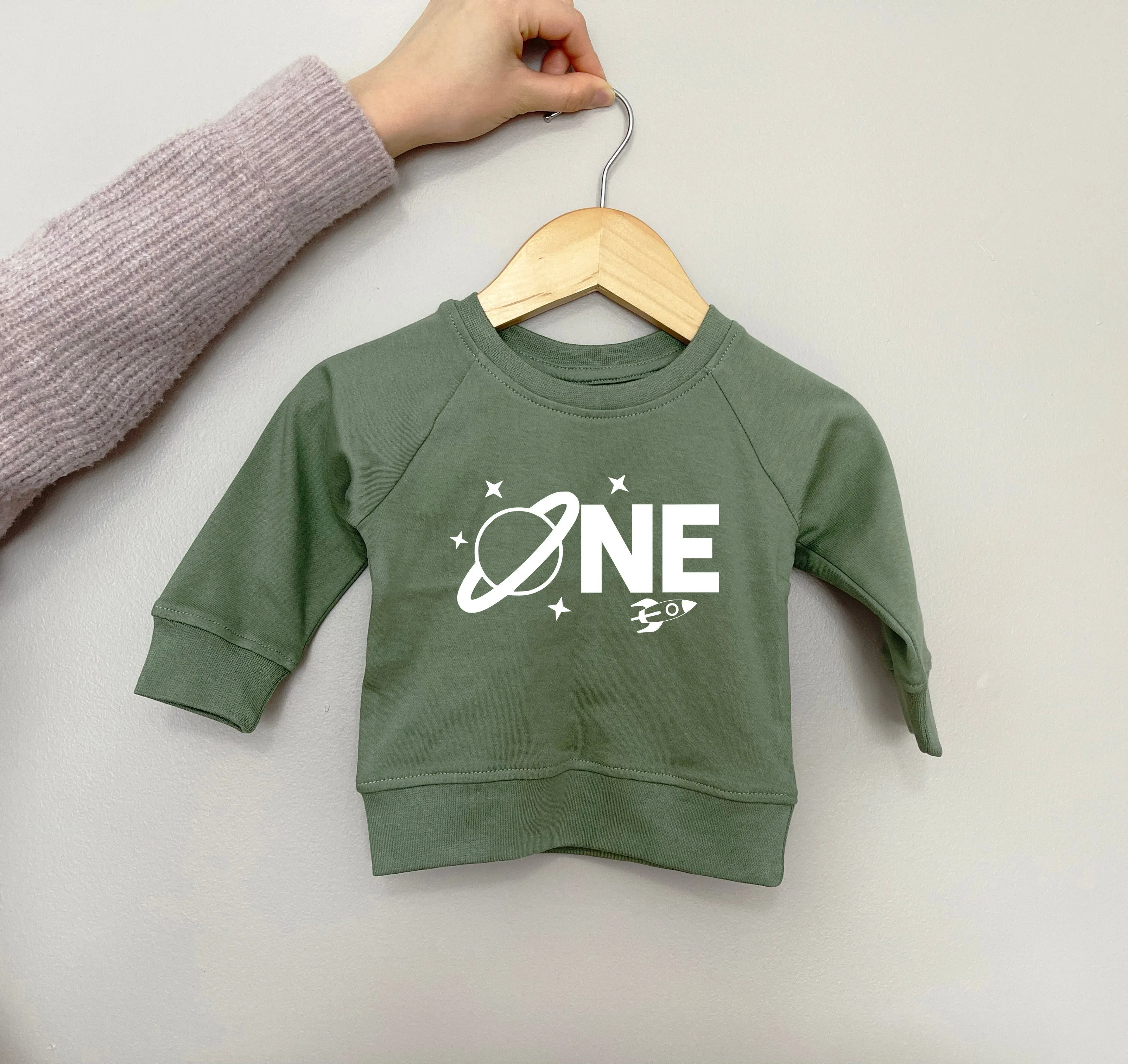 Space One 1st Birthday Boy Organic Cotton Pullover