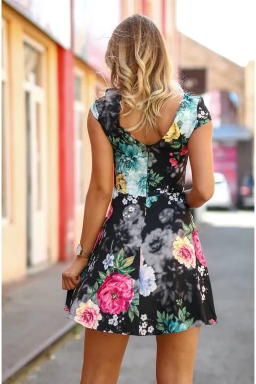 Spring Floral Mini Party Dress