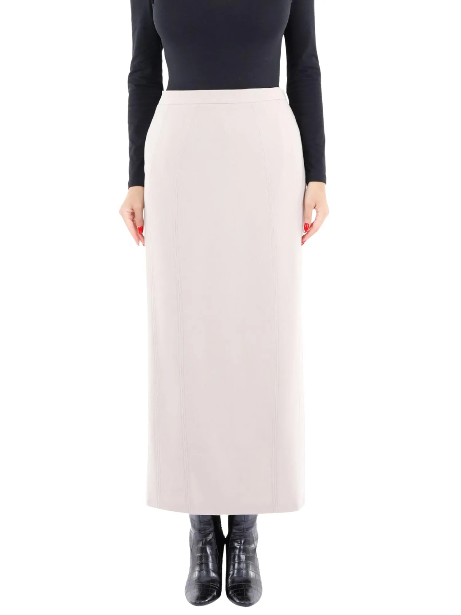 Stone Ankle Length Plus Size Back Split Maxi Skirt