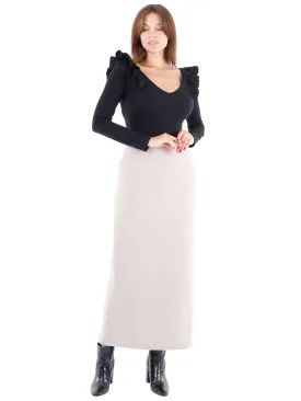 Stone Ankle Length Plus Size Back Split Maxi Skirt