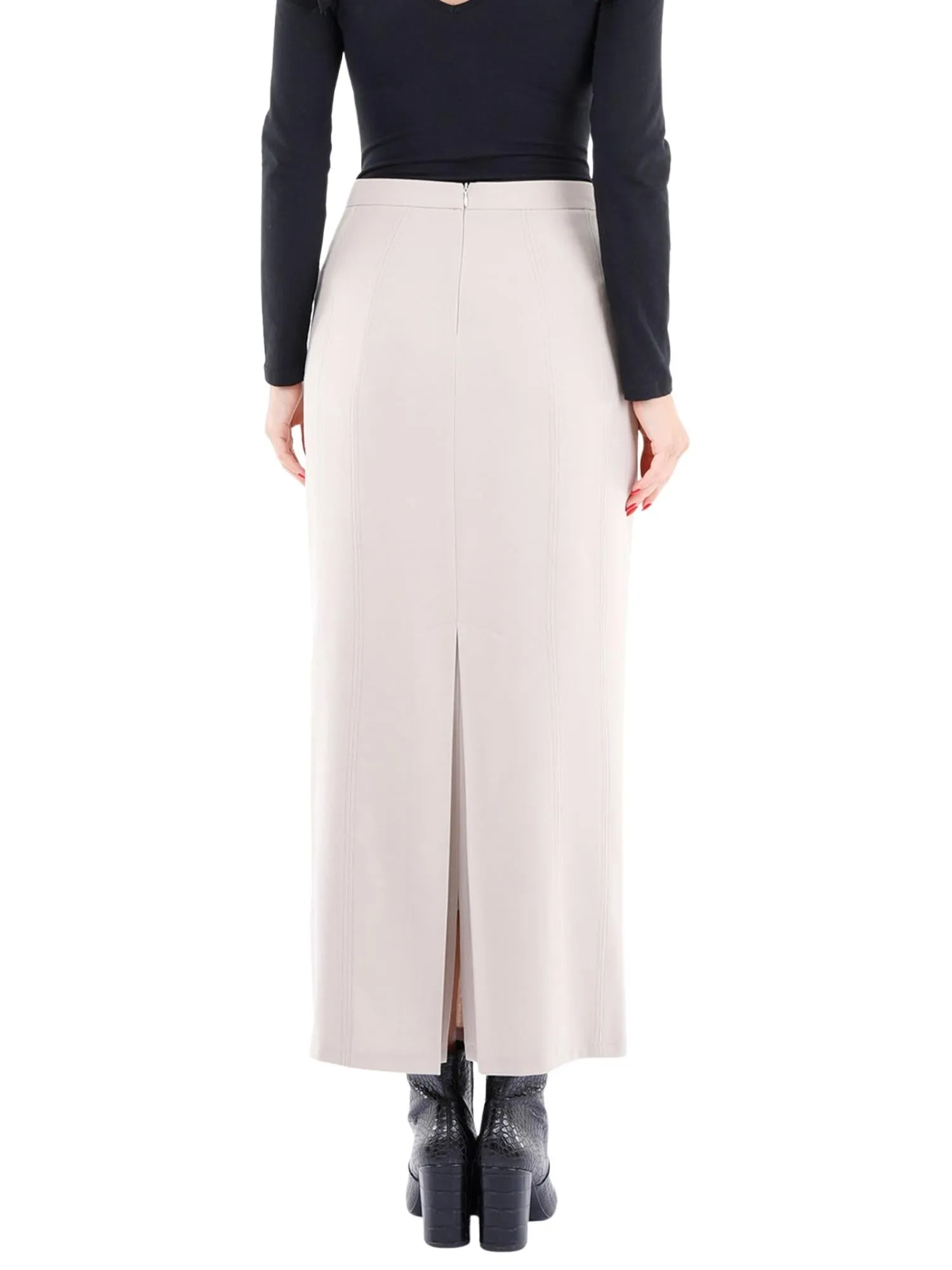 Stone Ankle Length Plus Size Back Split Maxi Skirt