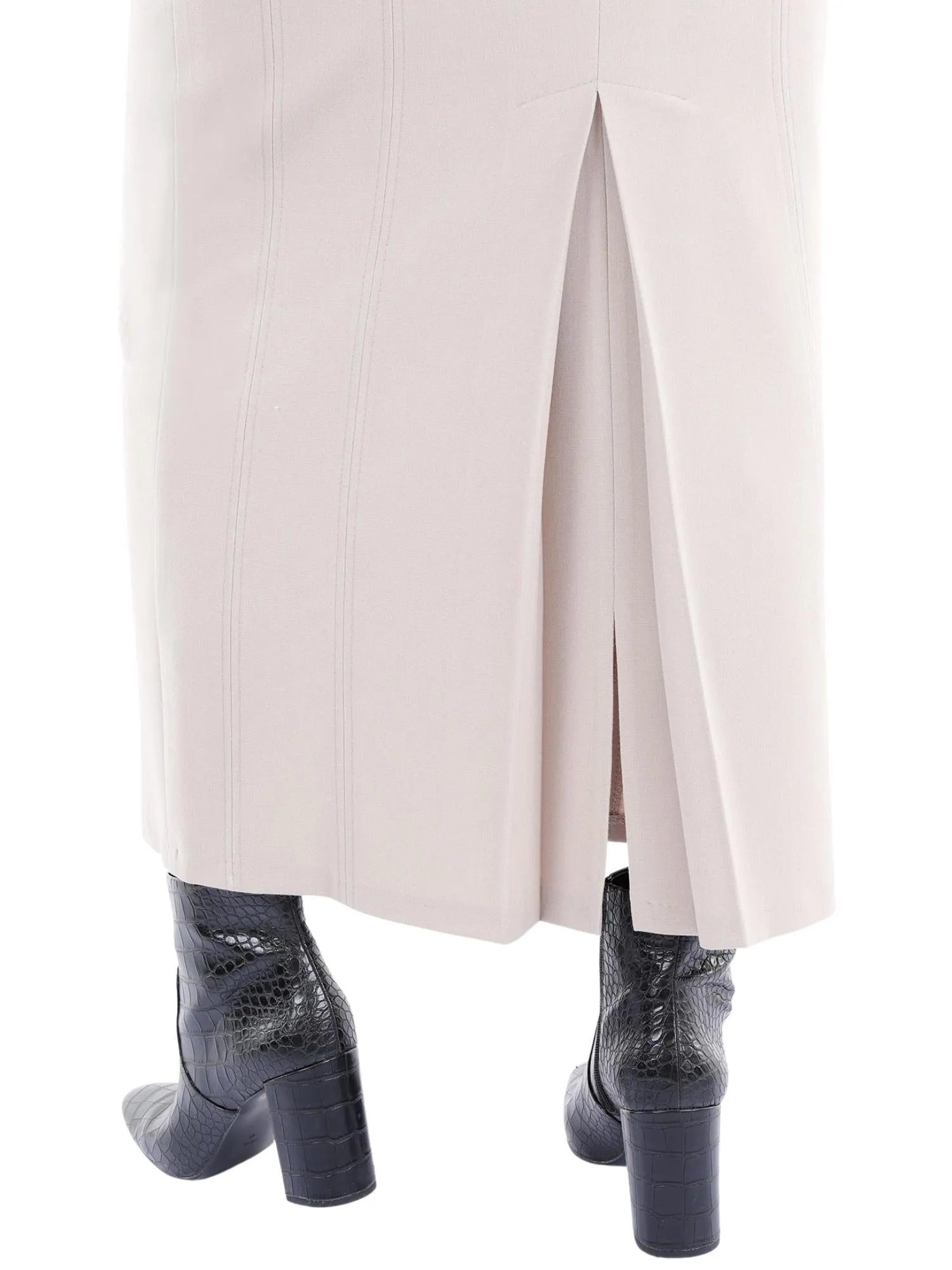 Stone Ankle Length Plus Size Back Split Maxi Skirt