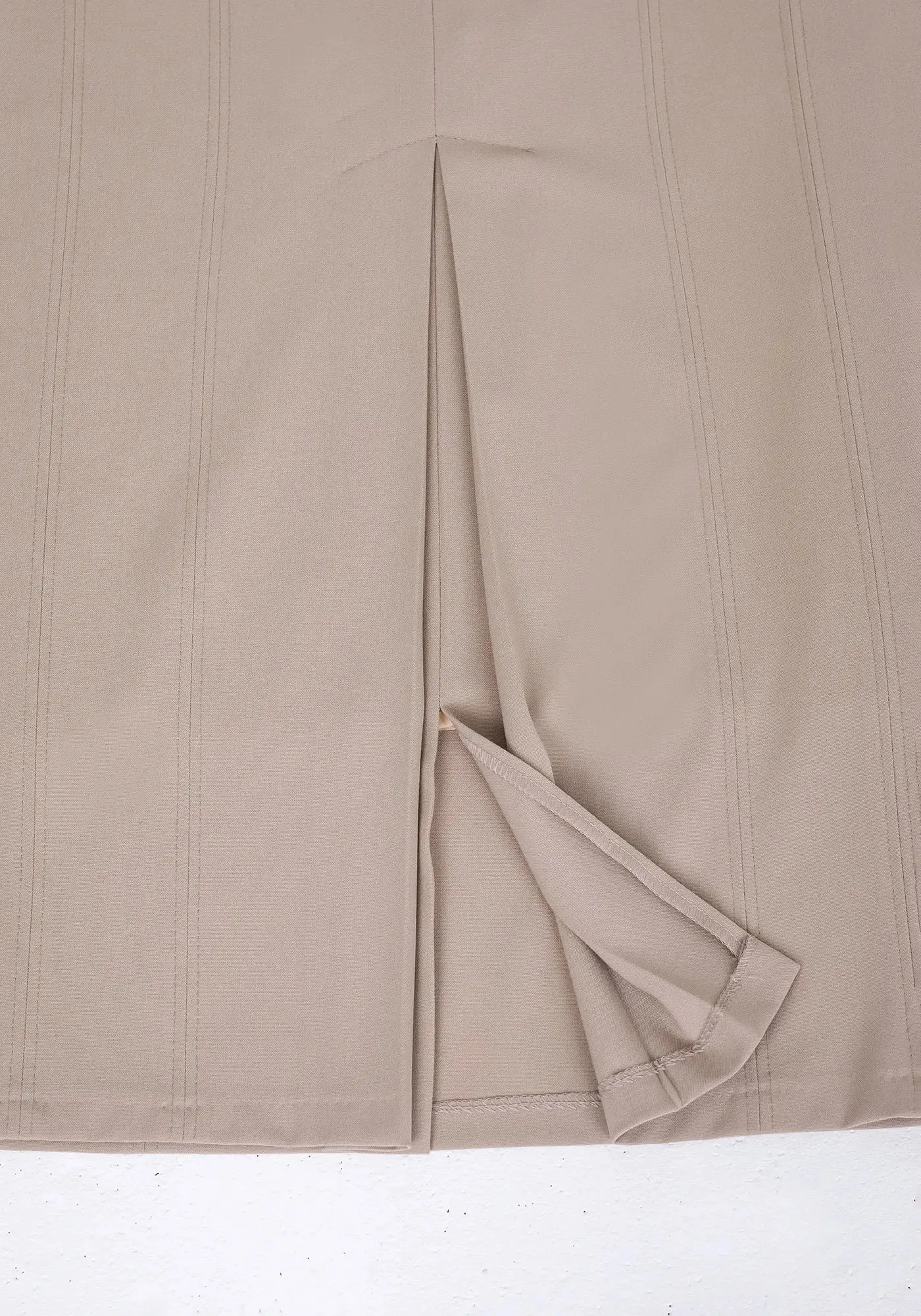 Stone Ankle Length Plus Size Back Split Maxi Skirt