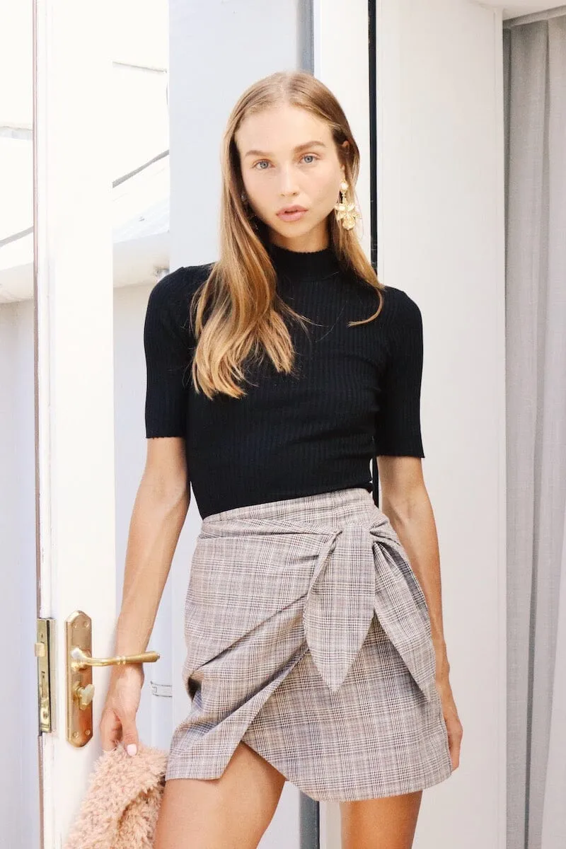 STUDIO MINI SKIRT - Plaid Brown (Final Sale)