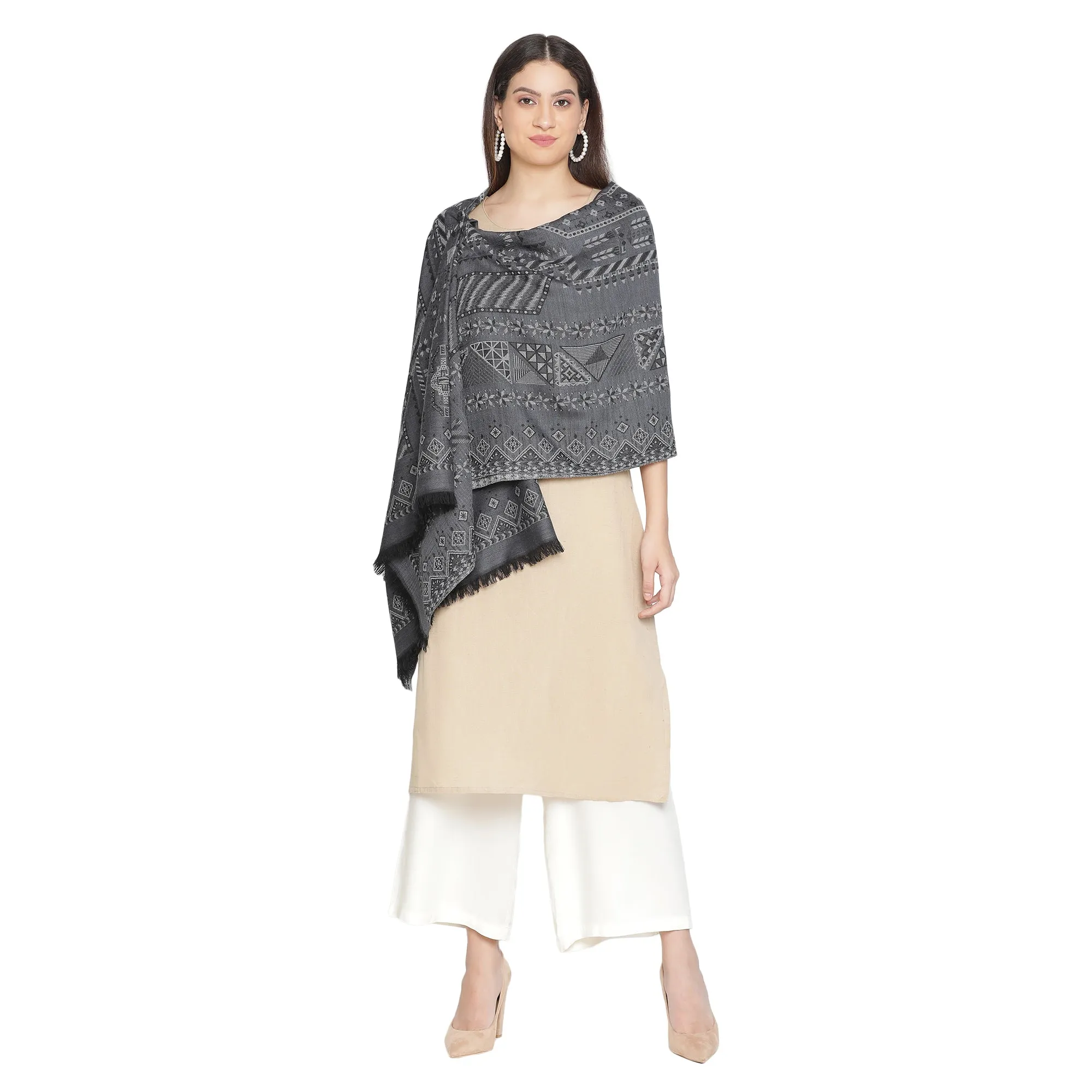Stunning Mahi Design Woven Design Wool Shawl