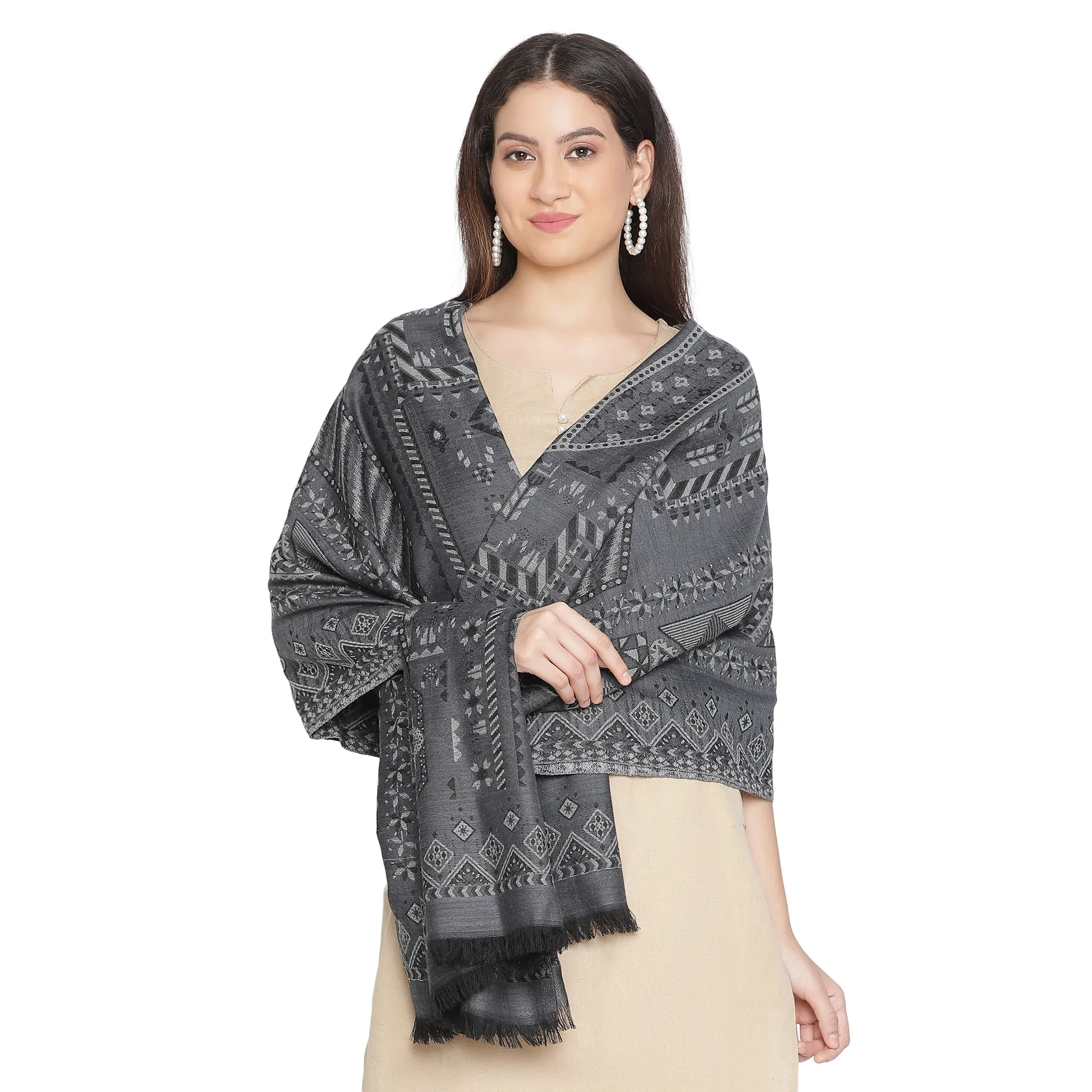 Stunning Mahi Design Woven Design Wool Shawl