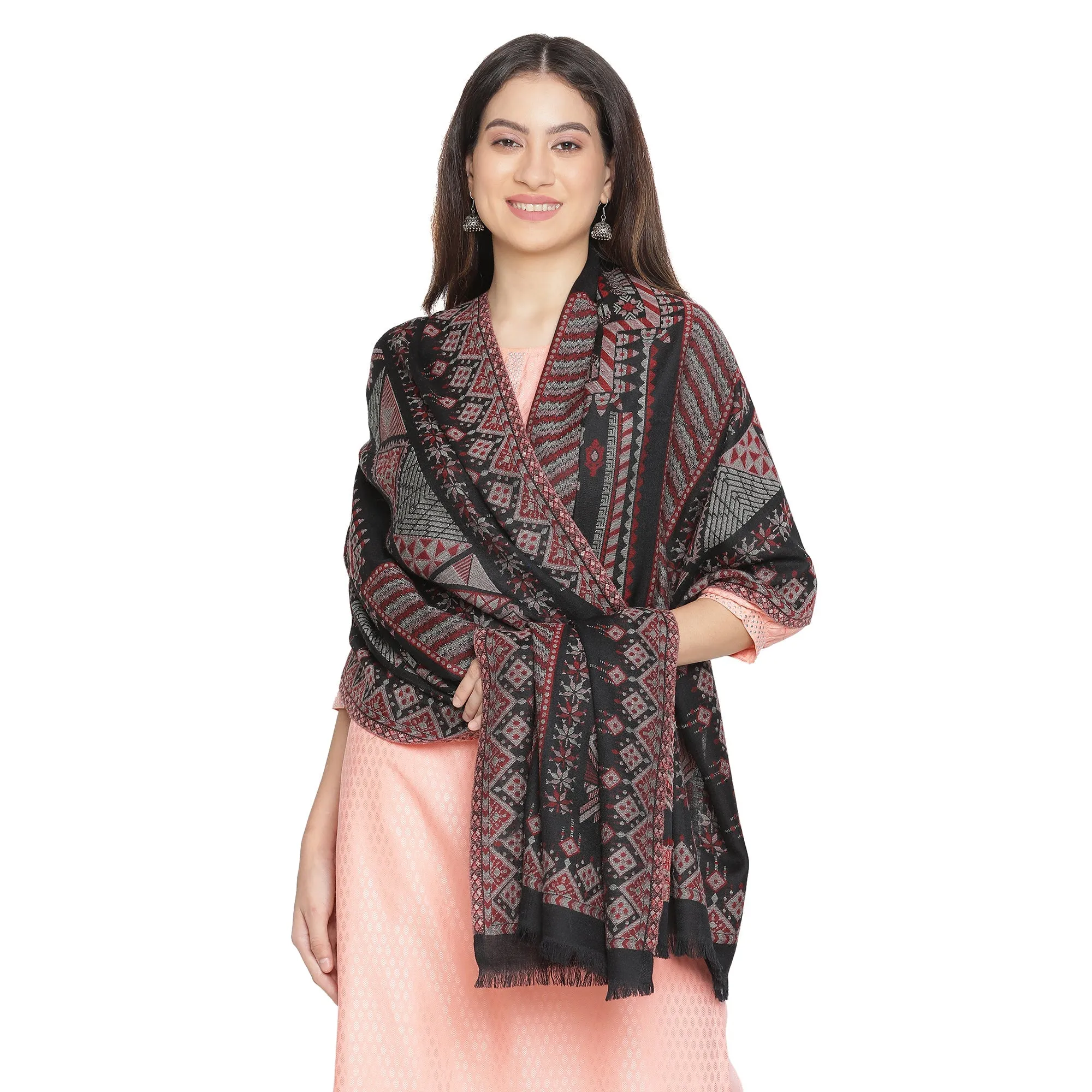 Stunning Mahi Design Woven Design Wool Shawl