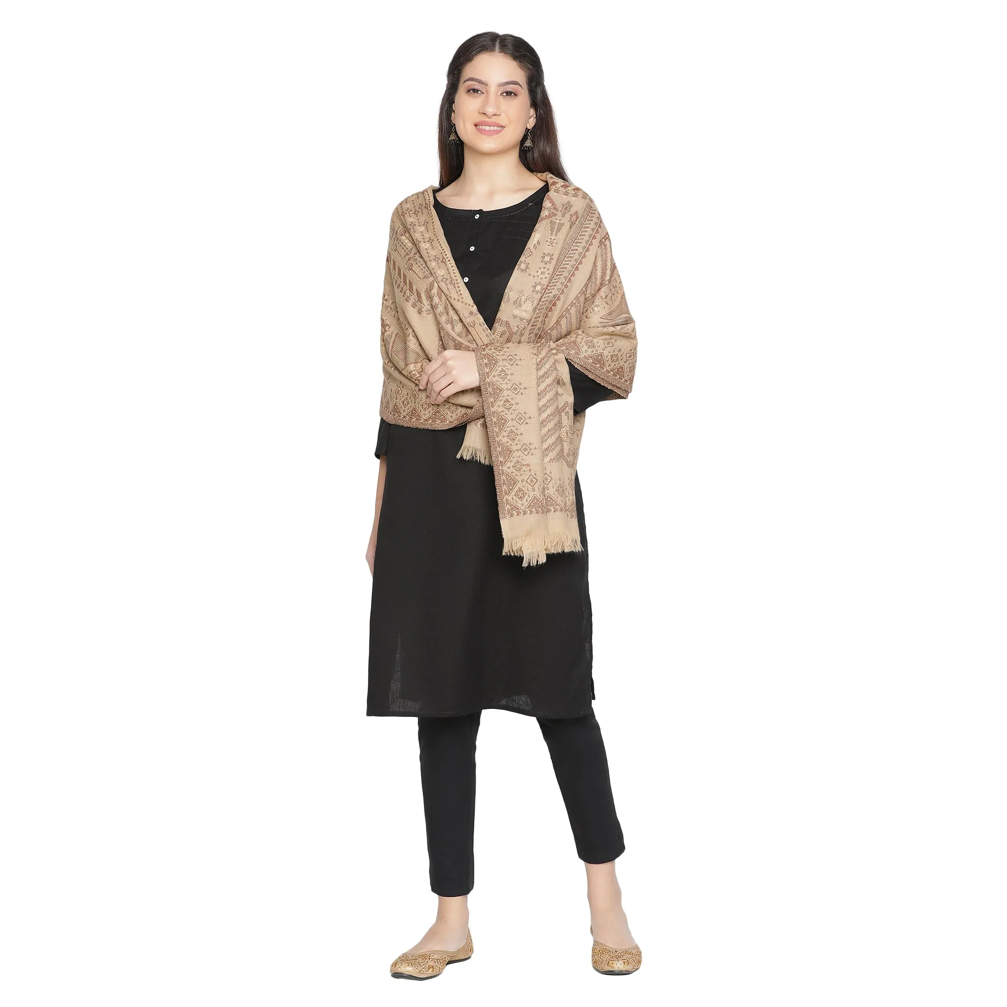 Stunning Mahi Design Woven Design Wool Shawl