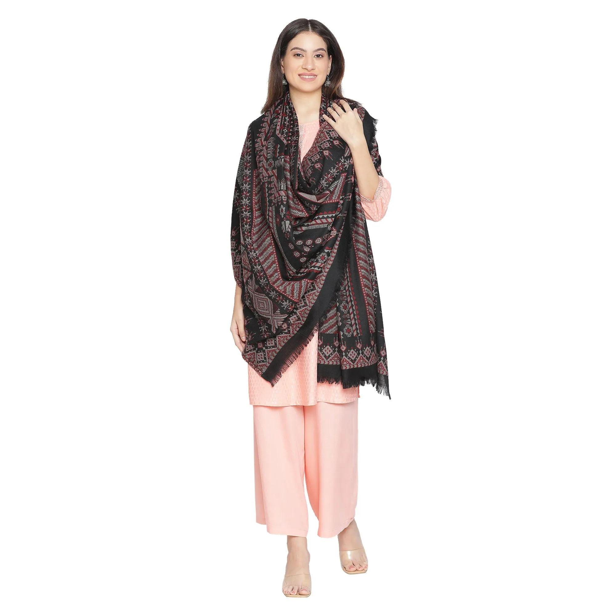 Stunning Mahi Design Woven Design Wool Shawl
