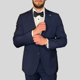 Tonal Glen Check Wool Suit - Dark Navy