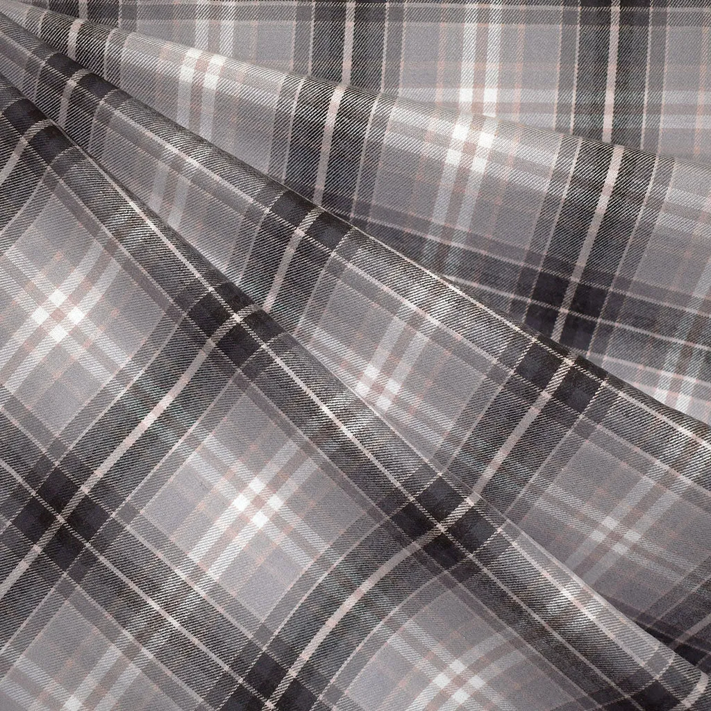 Tonal Tartan Plaid Brushed Cotton Shirting Grey