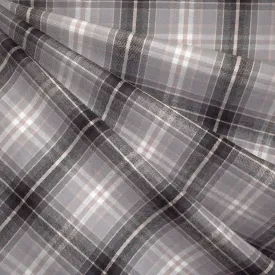 Tonal Tartan Plaid Brushed Cotton Shirting Grey