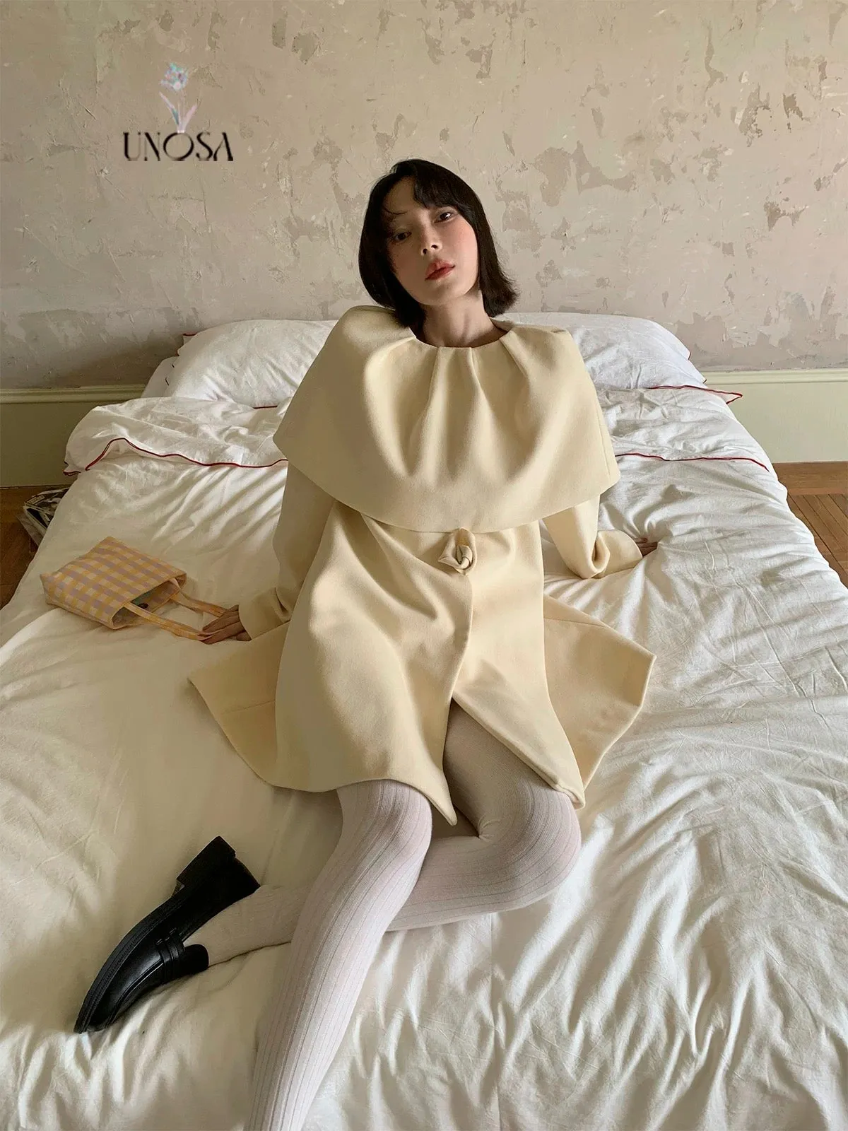[UNOSA] Flowery Girls Club - Princess Style A-line Wool Coat