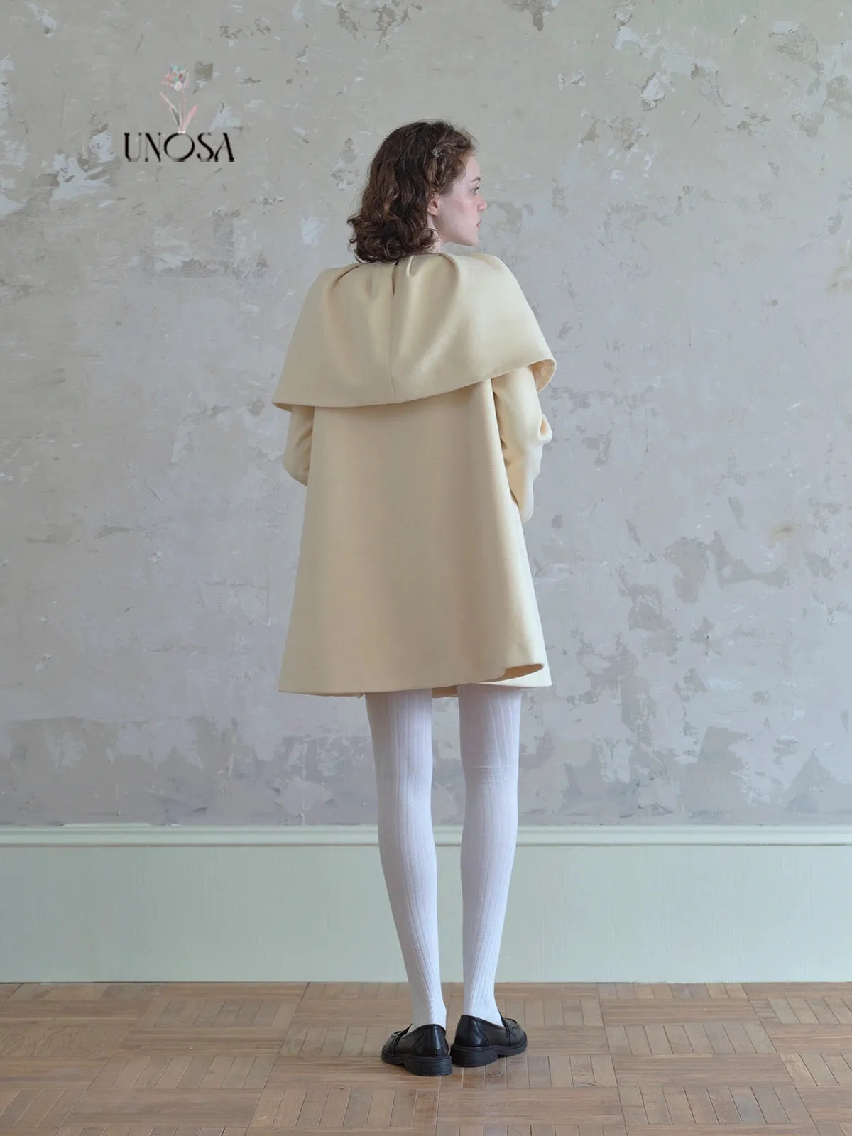 [UNOSA] Flowery Girls Club - Princess Style A-line Wool Coat