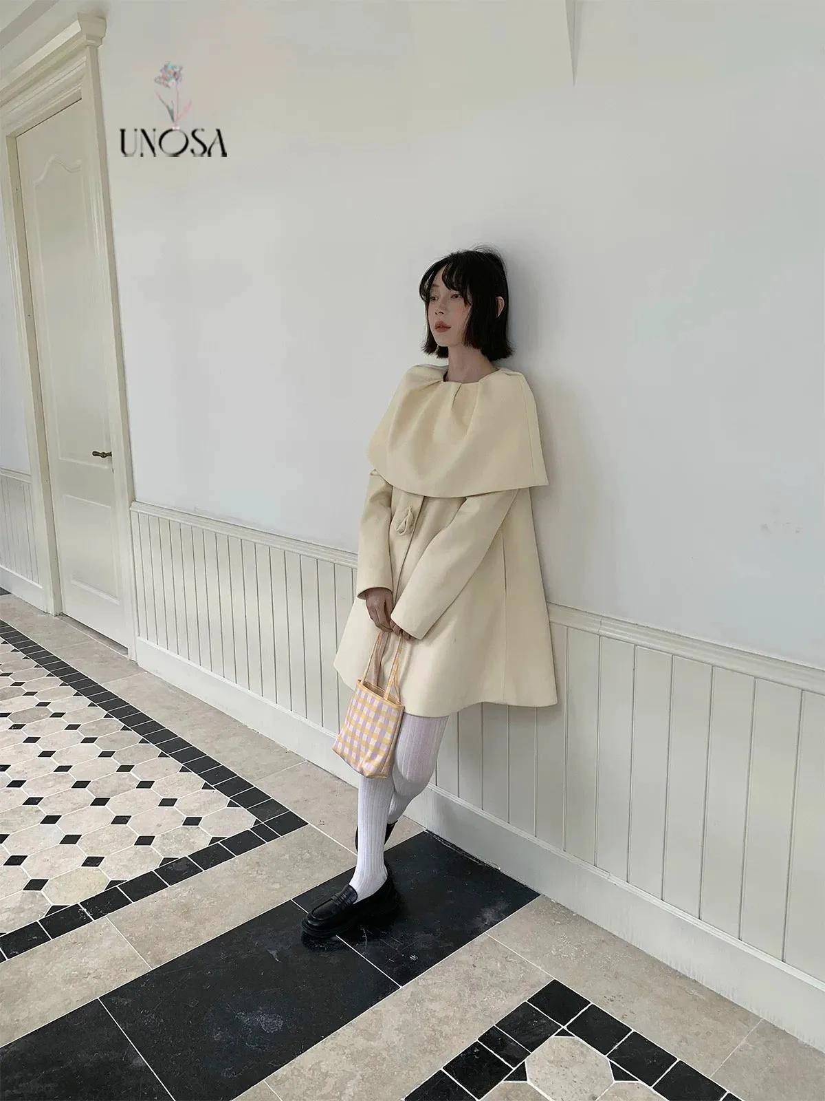 [UNOSA] Flowery Girls Club - Princess Style A-line Wool Coat