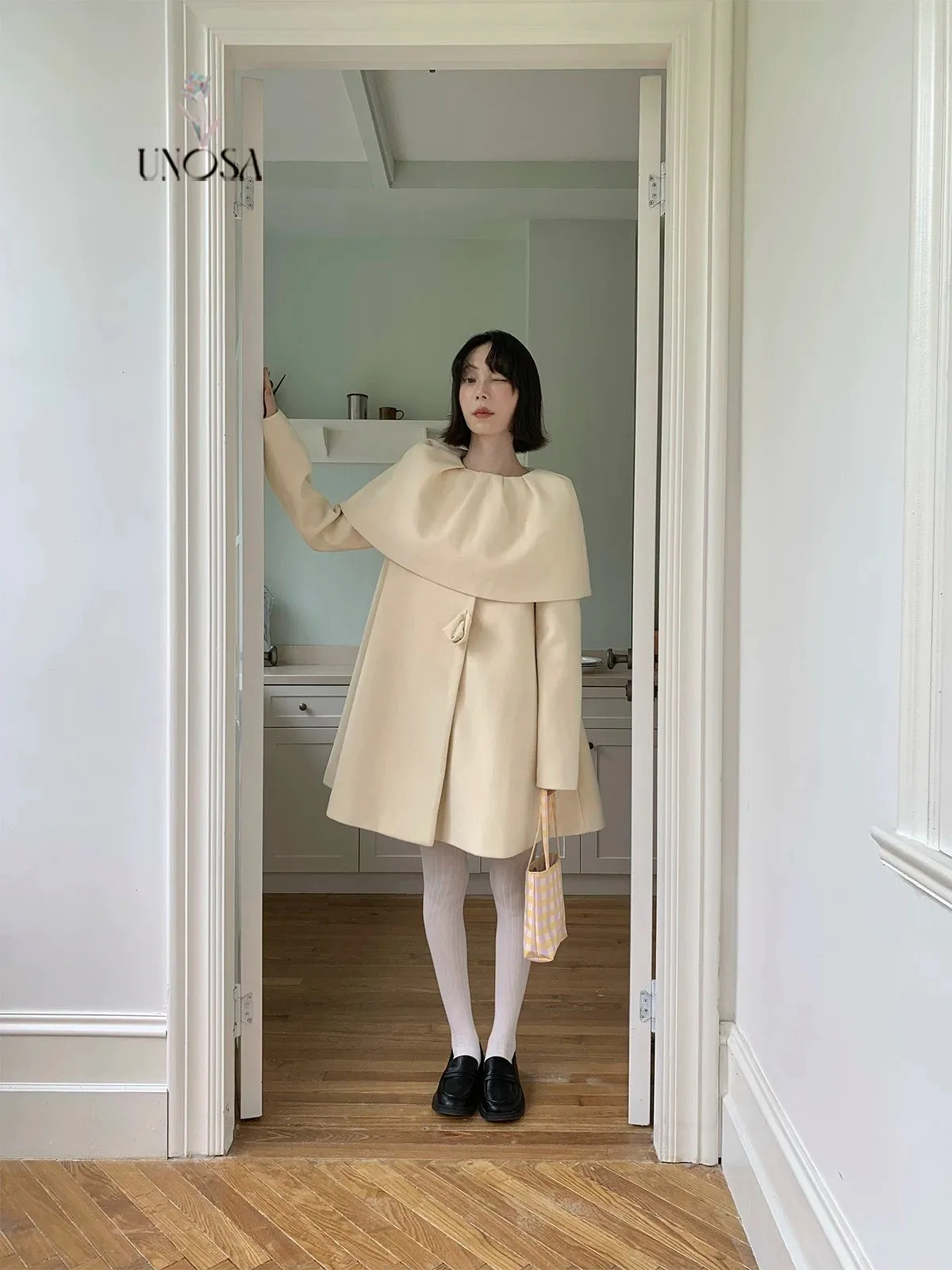 [UNOSA] Flowery Girls Club - Princess Style A-line Wool Coat