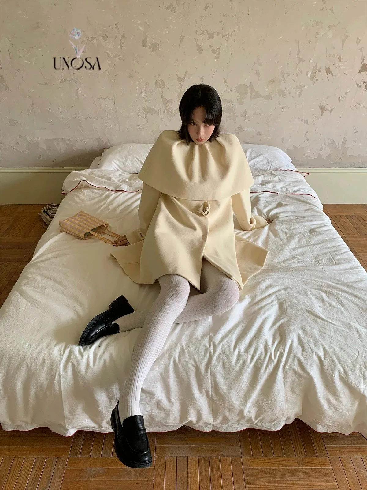 [UNOSA] Flowery Girls Club - Princess Style A-line Wool Coat