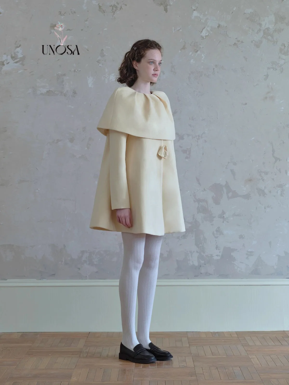 [UNOSA] Flowery Girls Club - Princess Style A-line Wool Coat