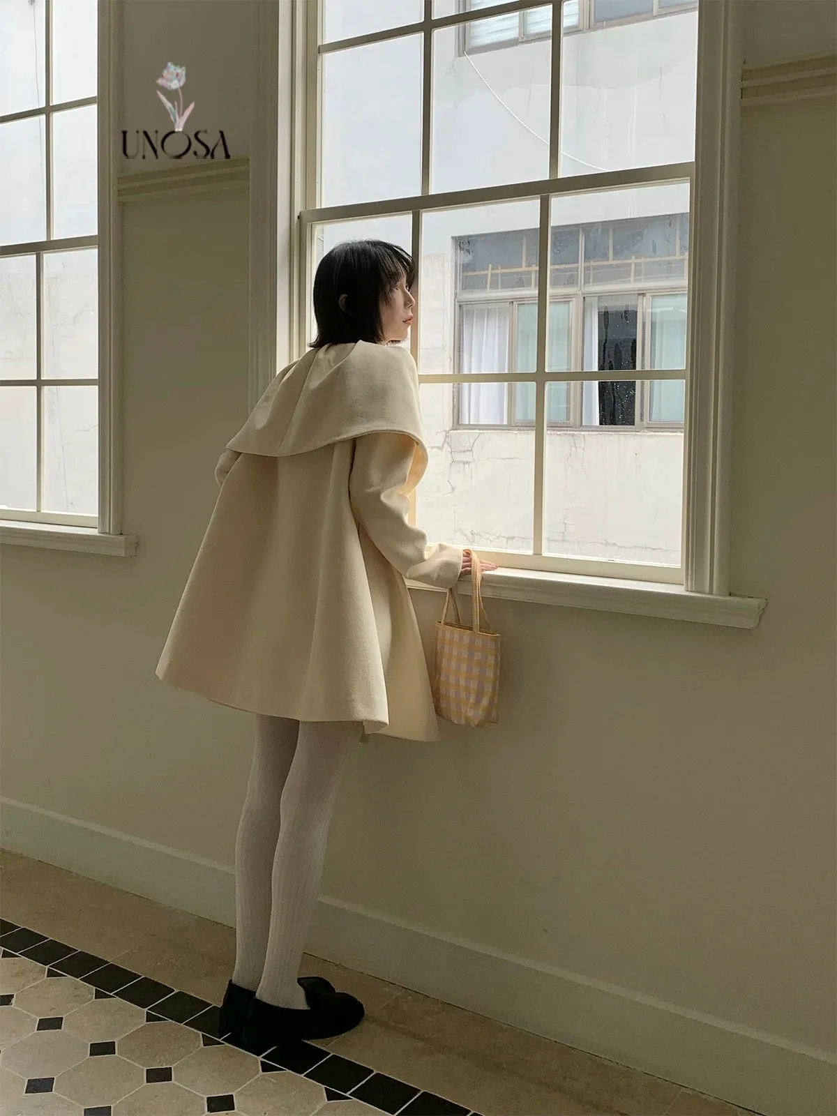 [UNOSA] Flowery Girls Club - Princess Style A-line Wool Coat