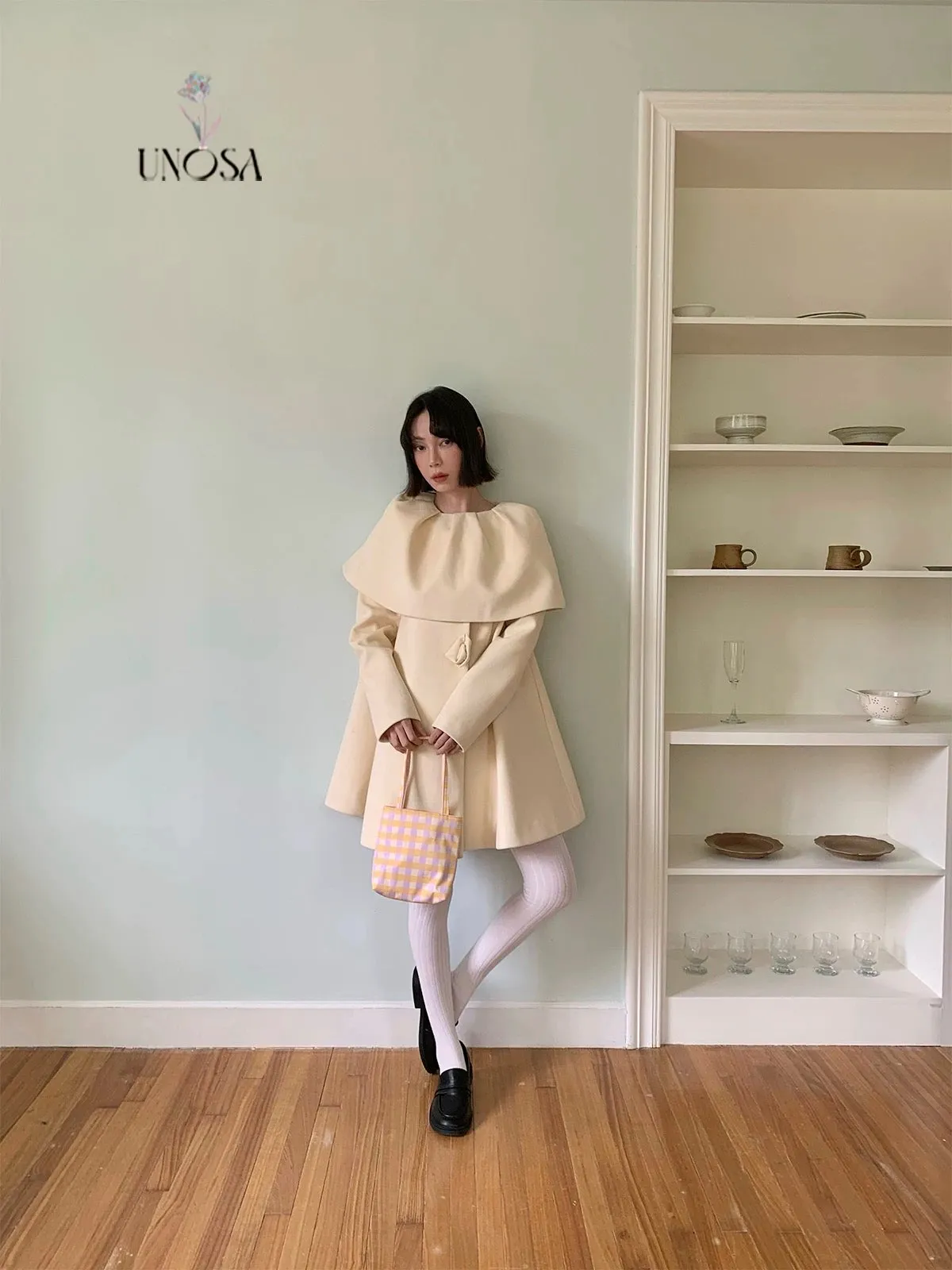 [UNOSA] Flowery Girls Club - Princess Style A-line Wool Coat