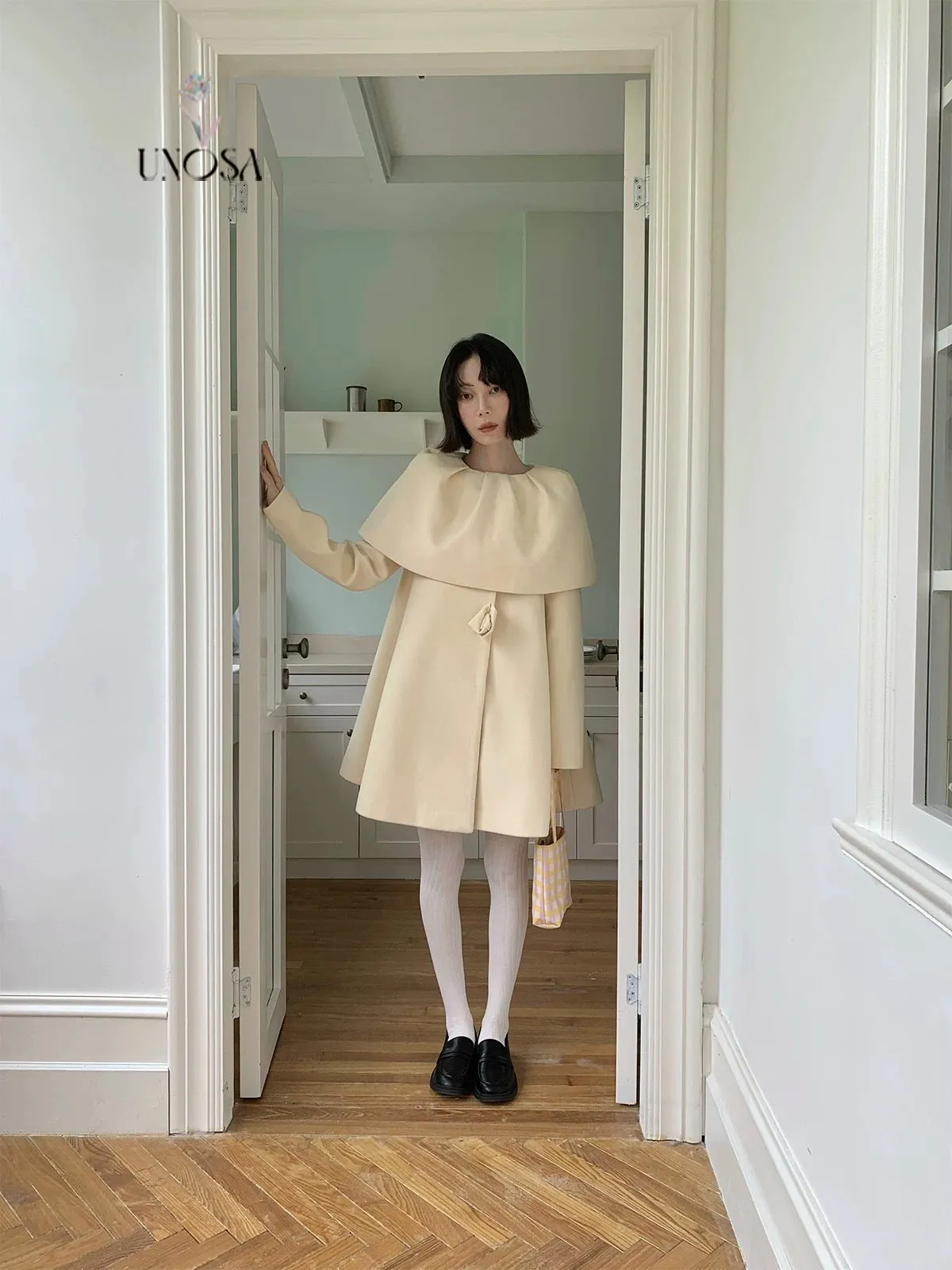 [UNOSA] Flowery Girls Club - Princess Style A-line Wool Coat
