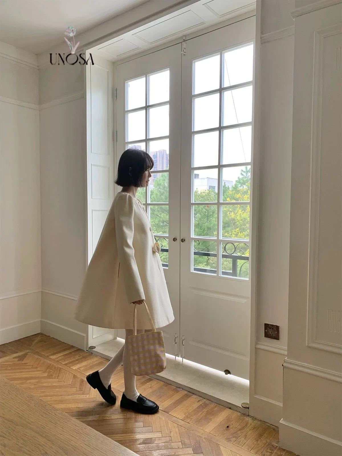 [UNOSA] Flowery Girls Club - Princess Style A-line Wool Coat