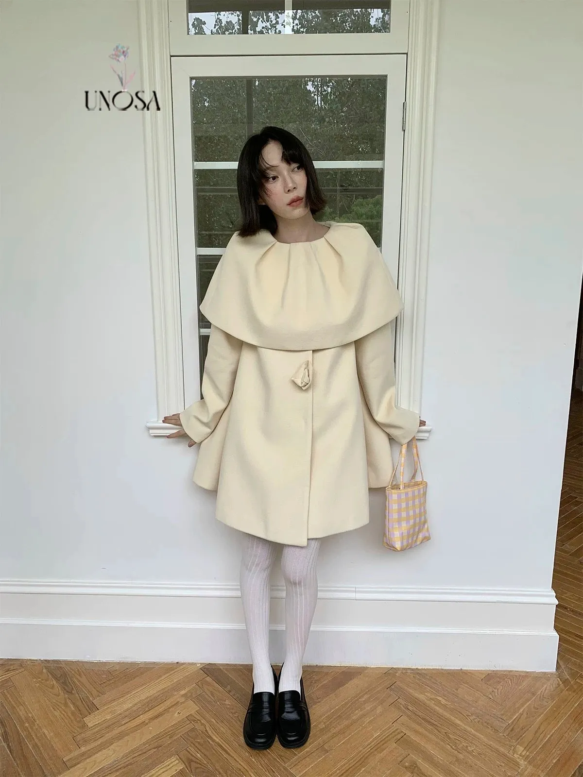 [UNOSA] Flowery Girls Club - Princess Style A-line Wool Coat