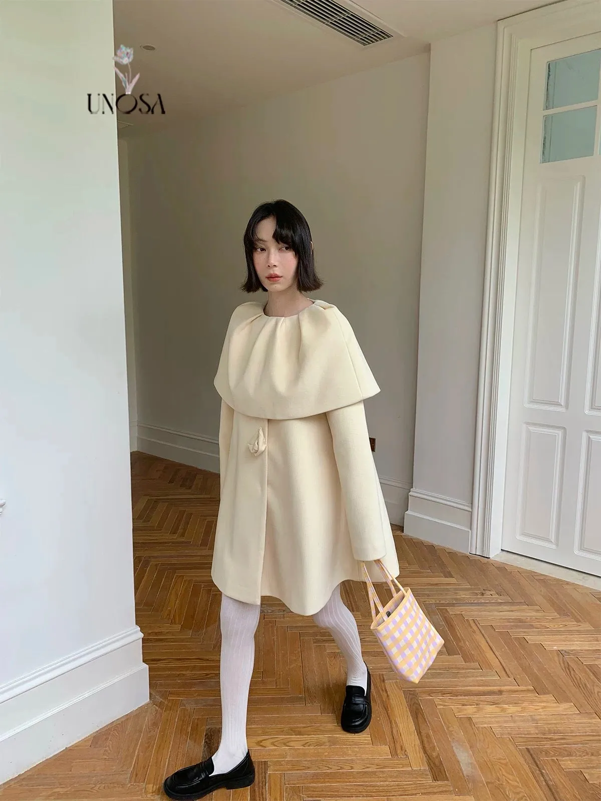 [UNOSA] Flowery Girls Club - Princess Style A-line Wool Coat