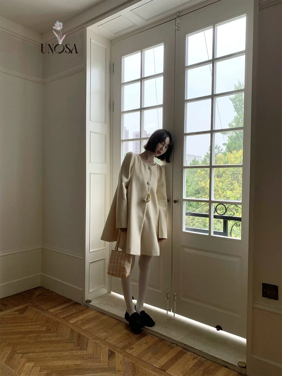 [UNOSA] Flowery Girls Club - Princess Style A-line Wool Coat