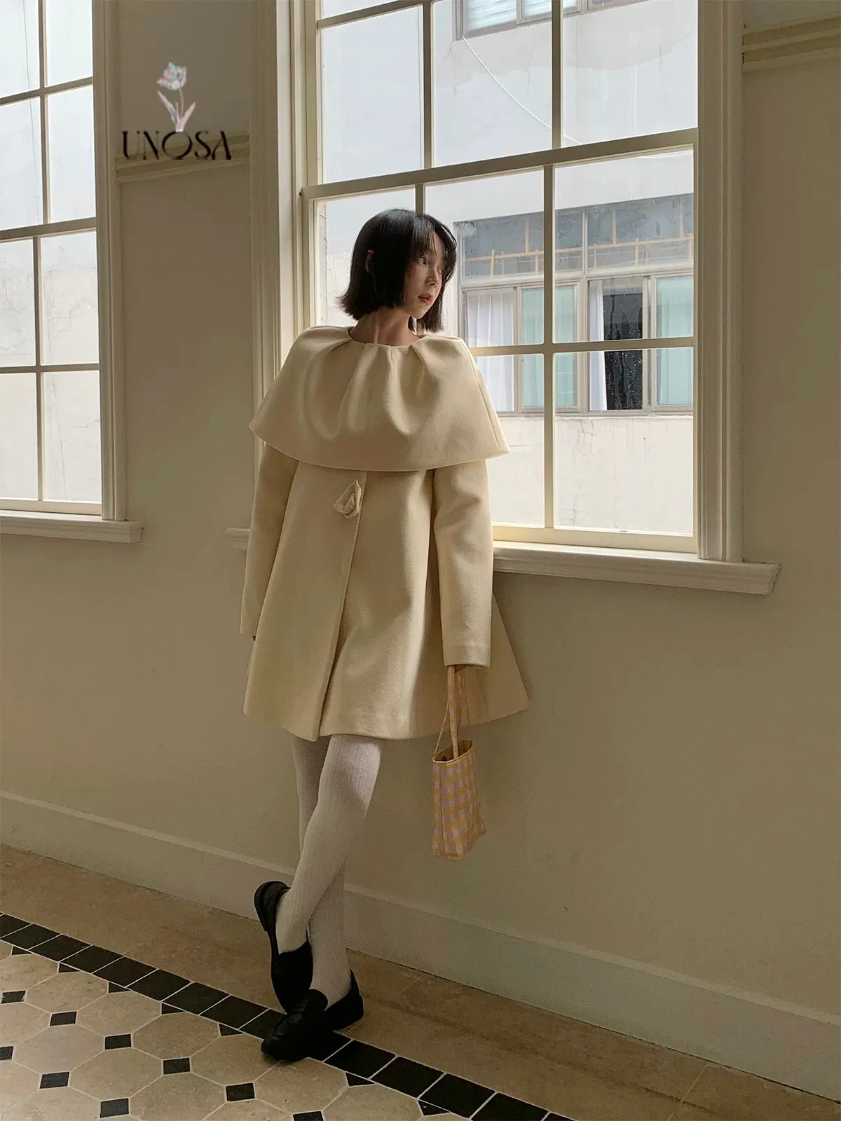 [UNOSA] Flowery Girls Club - Princess Style A-line Wool Coat