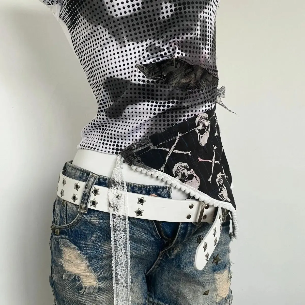 Vevesc Americna Vintage All Match O Neck Sleeveless Camisoles Fashion Harajuku streetwear Polk Dot Tops Y2k Aesthetic Gothic Shirts