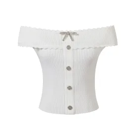 White Off Shoulder Crop Top