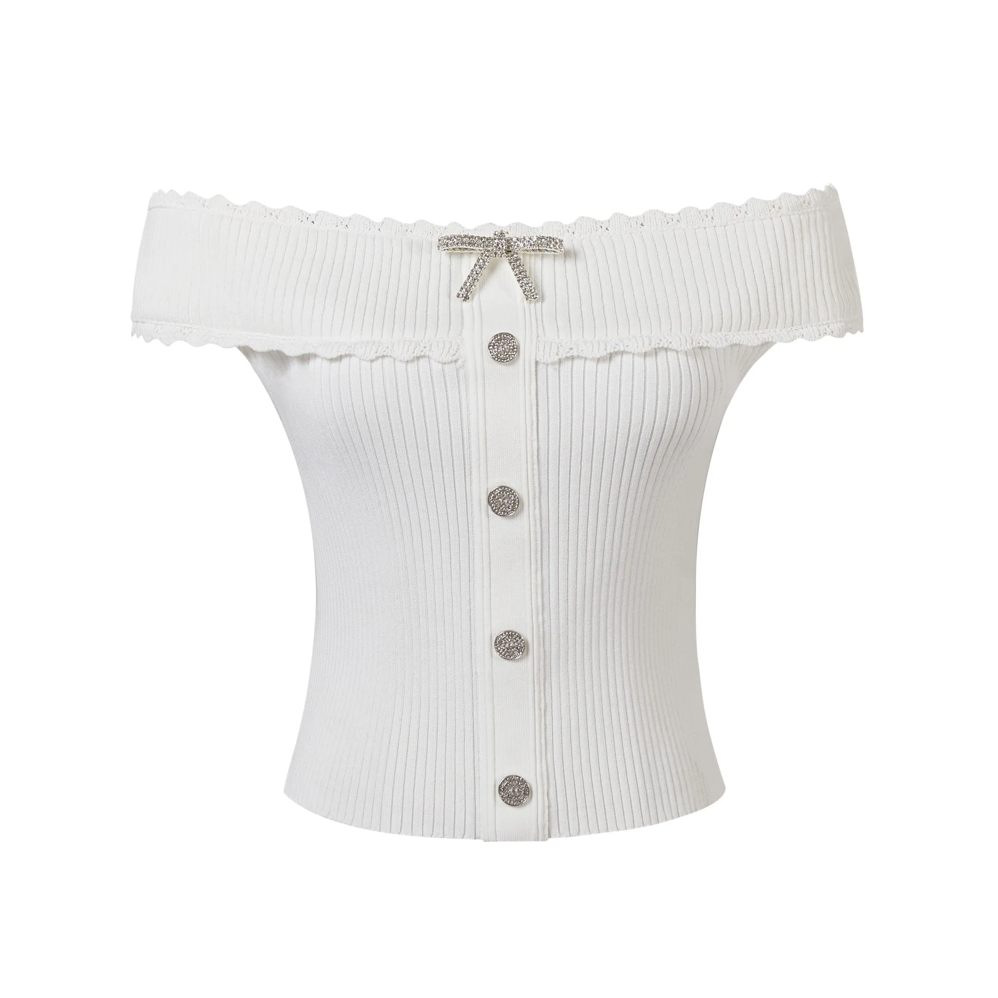 White Off Shoulder Crop Top