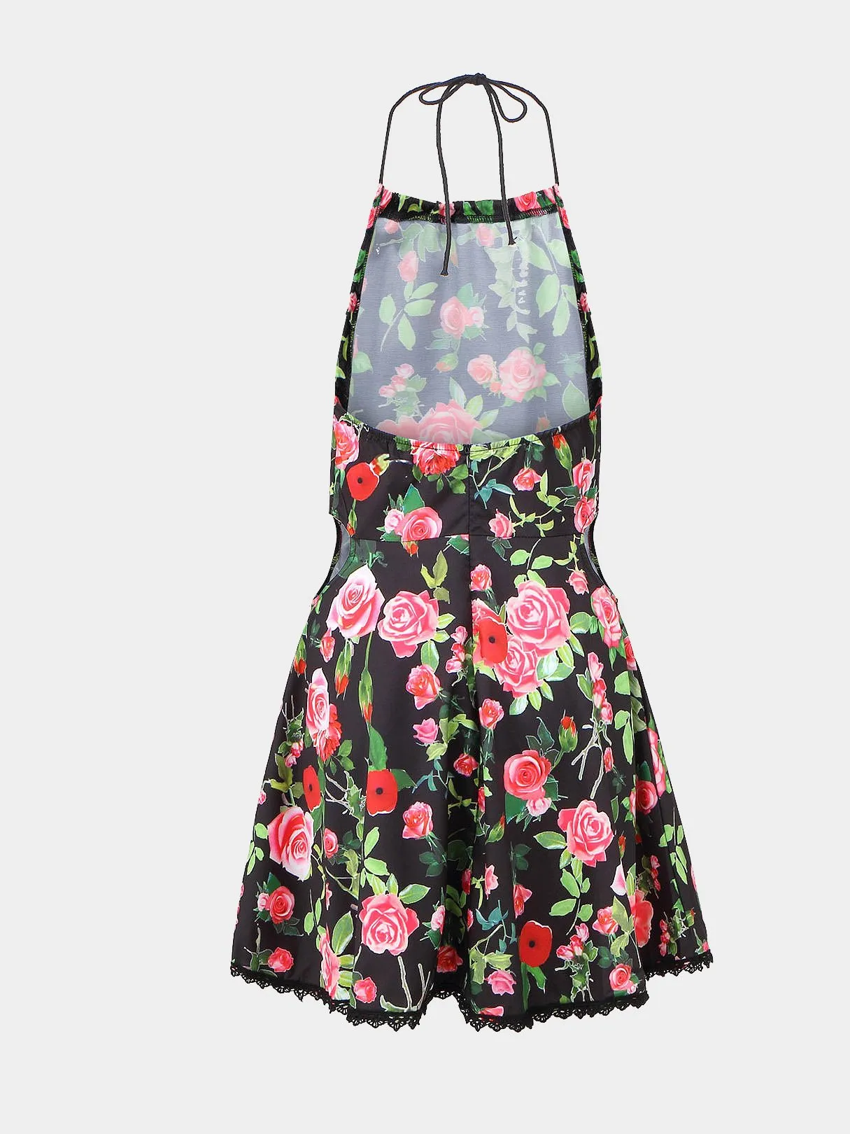 Wholesale Floral Print Halter Dresses with Cut Out Detail