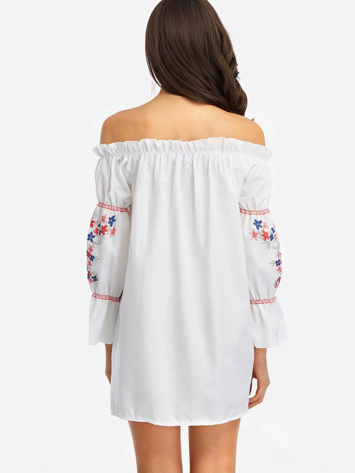 Wholesale Off The Shoulder 3/4 Sleeve Length Floral Print Dresses